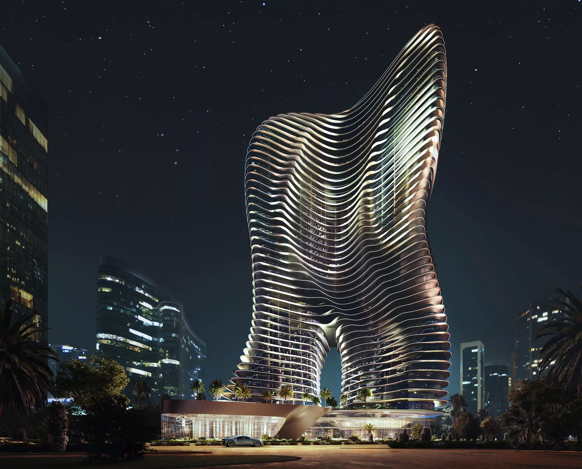 بناية بوغاتي الفاخرة في دبي تحتوي على مصعد سيارات | ArabGT