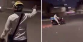 سعودي يتعرض لحادث أثناء تجربة قيادة دراجة توصيل