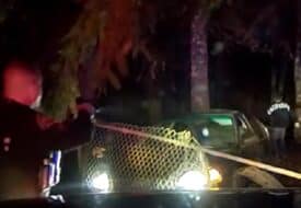 مطاردة بوليسية لسيارة مسروقة تنتهي باصطدامها بسياج وشجرة