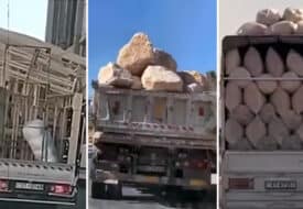 شاحنات تنقل حمولات زائدة وبطرق خاطئة