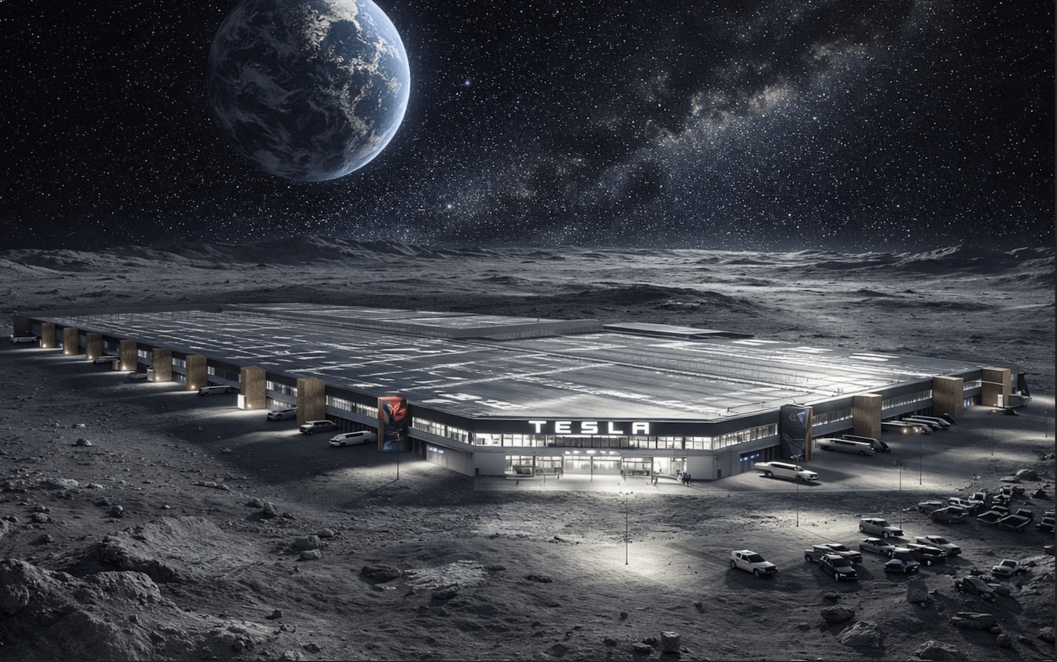 مصنع تسلا على القمر
