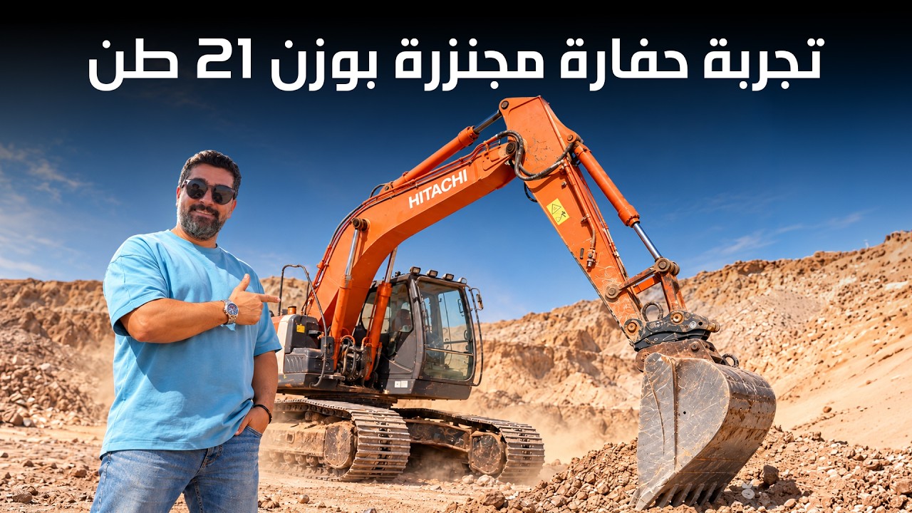 صهيب شعشاعة يقود حفارة هيتاشي ZX 210.. تجربة بوزن 21 طناً في سبيشل كار